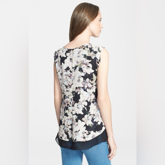Rebecca Taylor Frosted Flower Print Silk Top - Size 6 - Picture 2 of 6